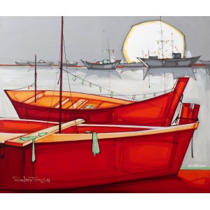 Salman Farooqi, 30 x 36 Inch, Acrylic on Canvas, Seascape Painting-AC-SF-189